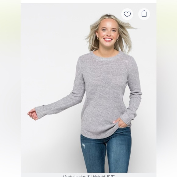 Pink Clover Sweaters - Pink Clover grey Nikole textured sweater size small.